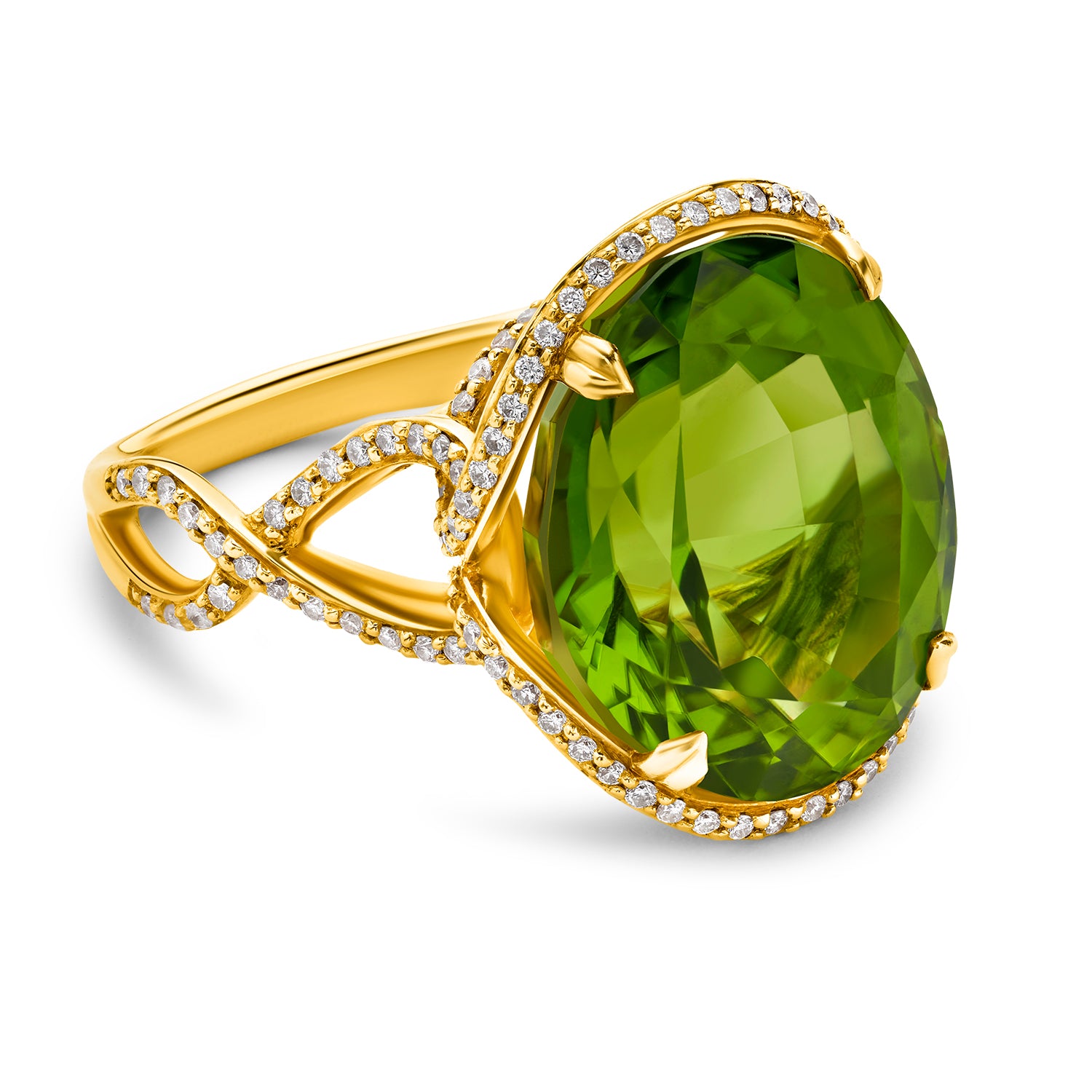 Peridot And Diamond Ring