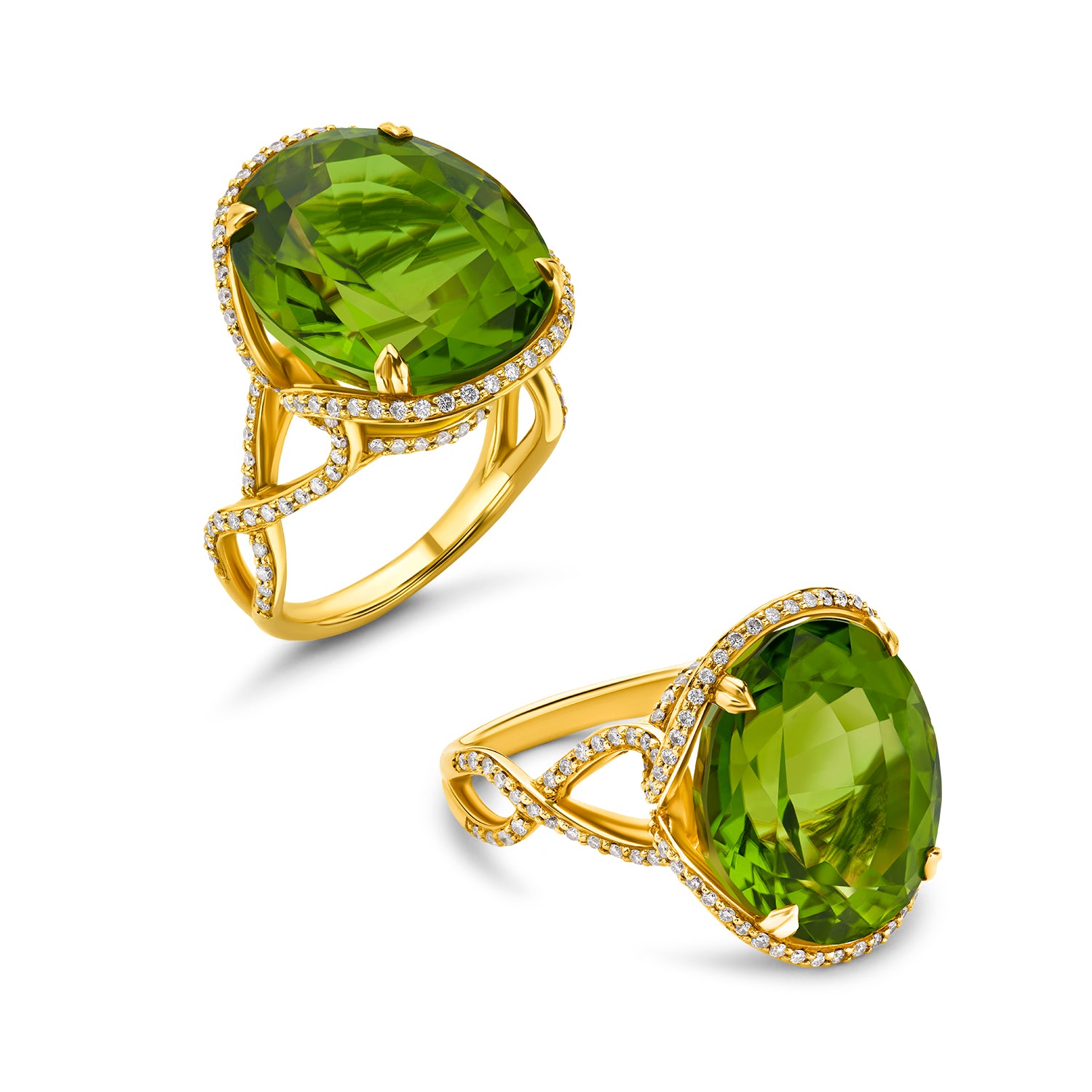 Peridot And Diamond Ring