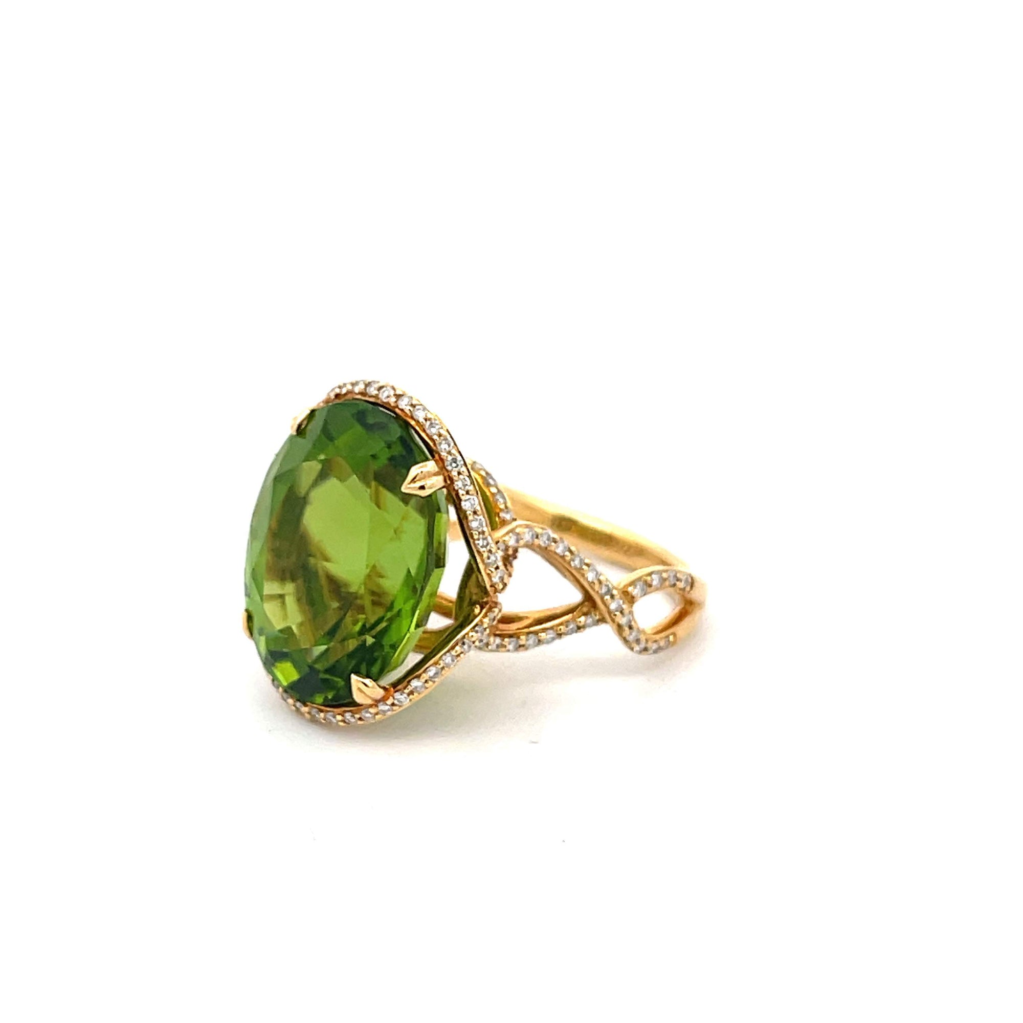 Peridot And Diamond Ring