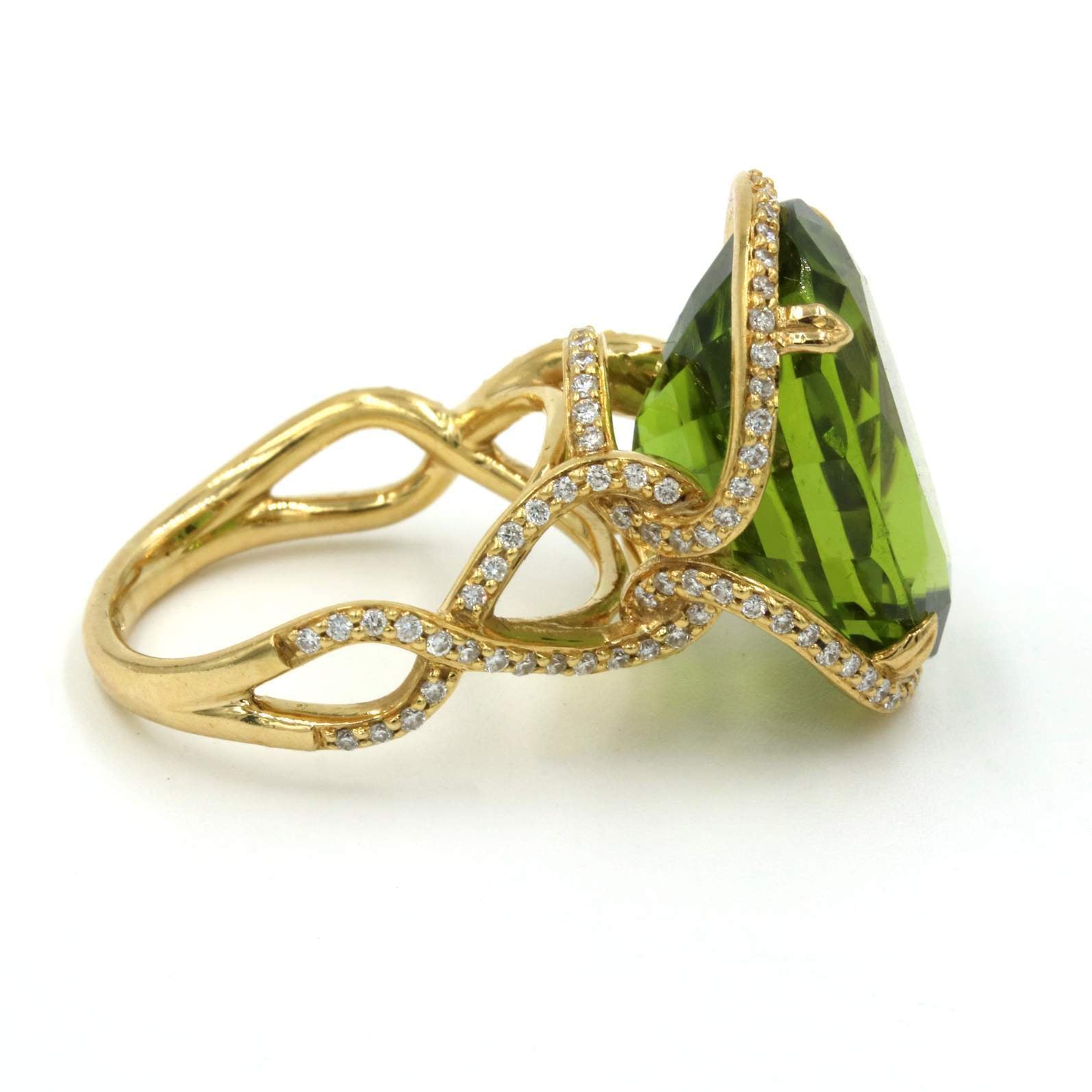 Peridot And Diamond Ring