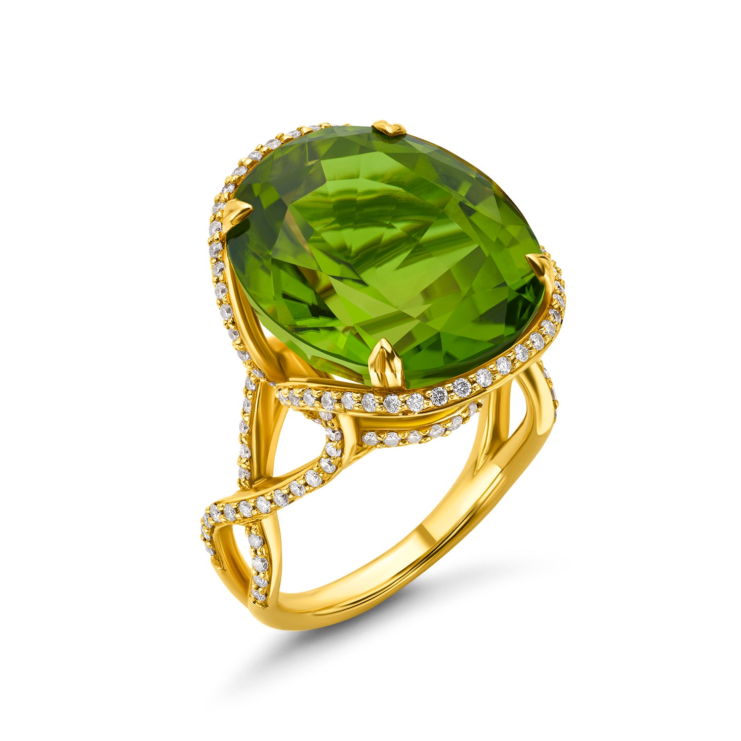 Peridot And Diamond Ring