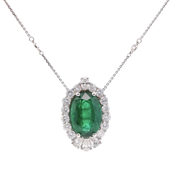 Emerald & Diamond Oval Necklace