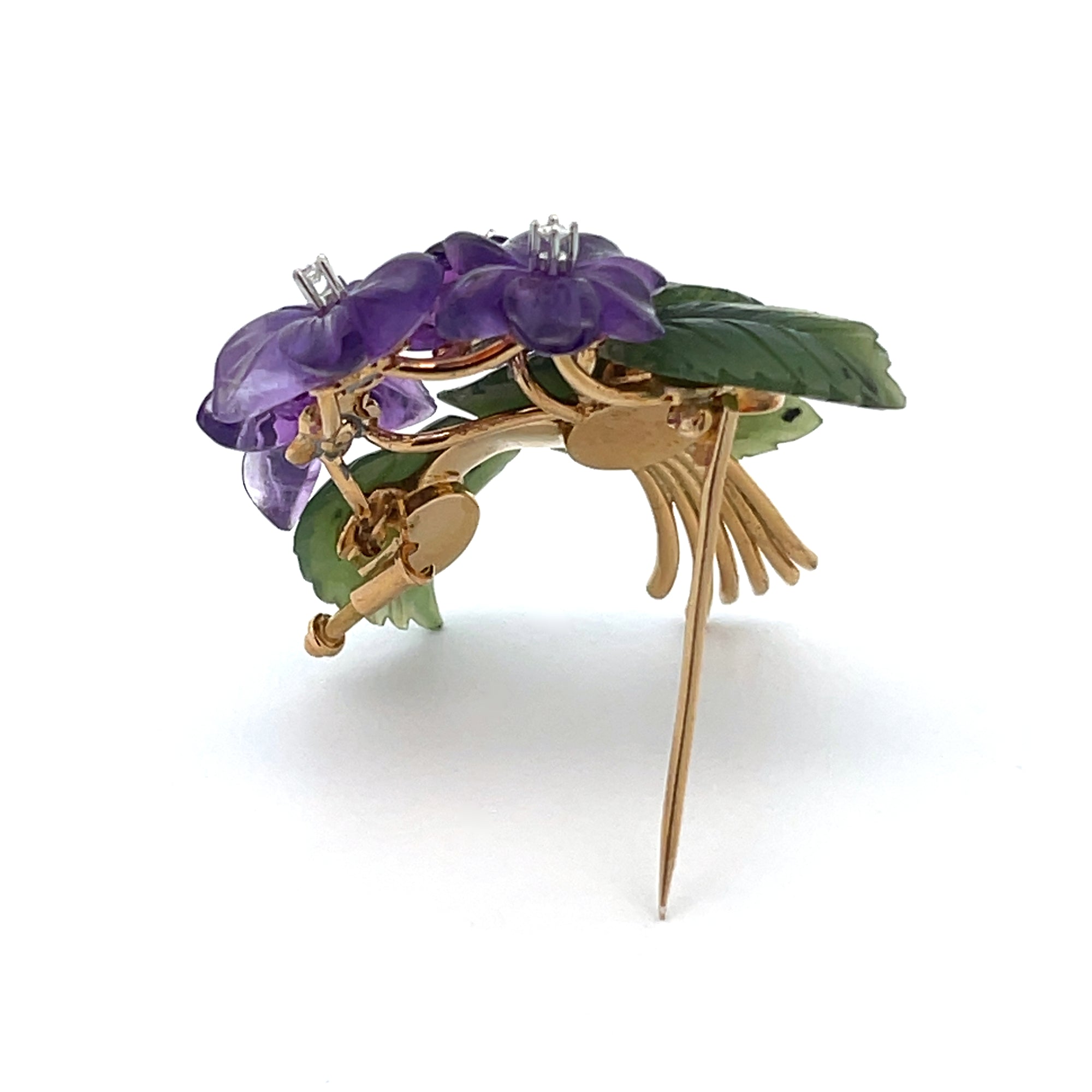 JBH Pin Amethyst Carved Flowers