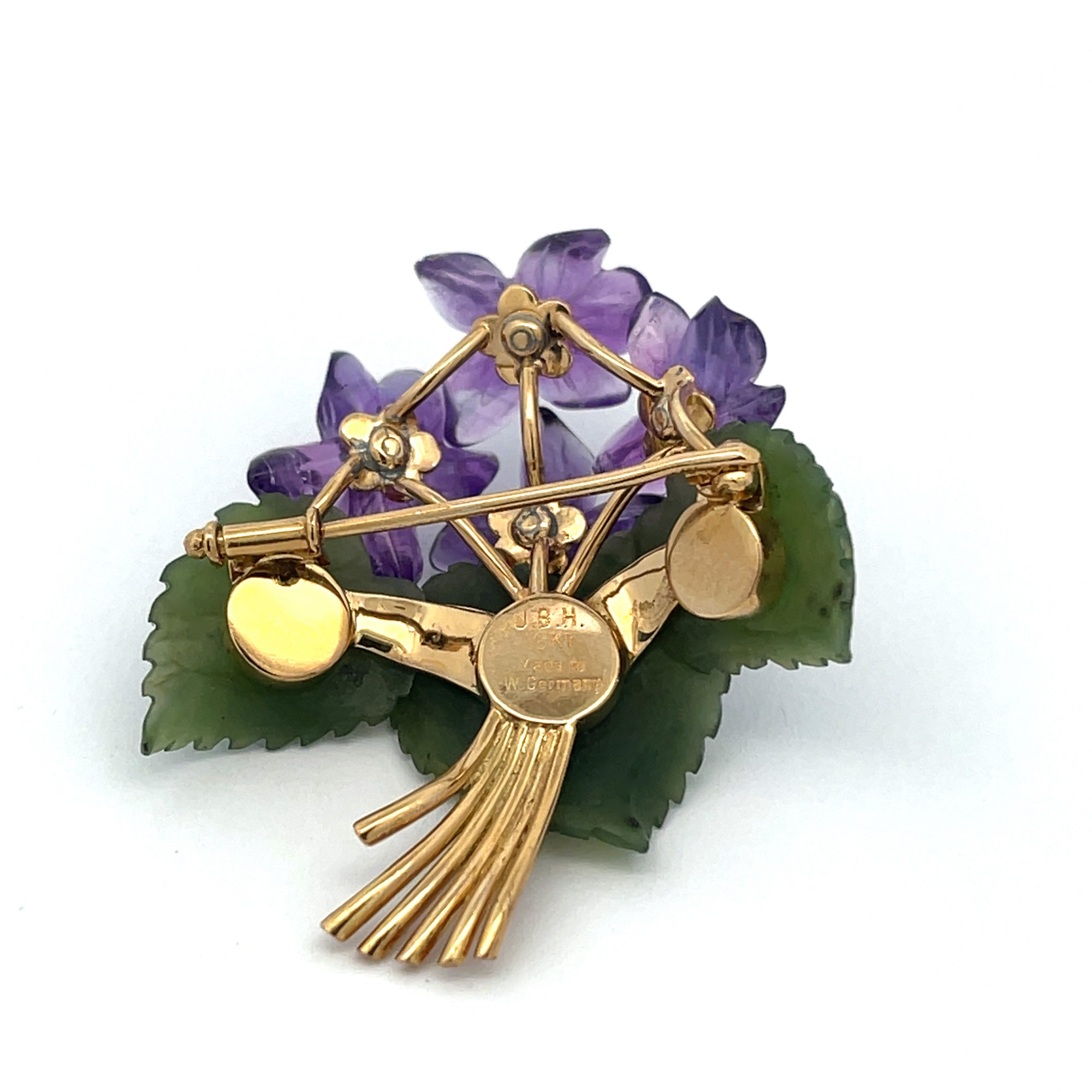 JBH Pin Amethyst Carved Flowers