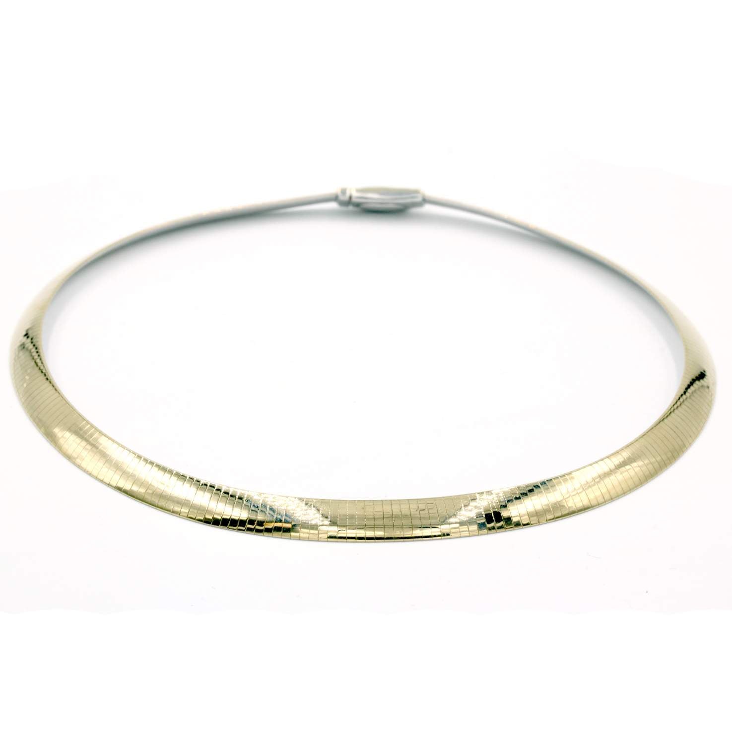 WHITE AND YELLOW GOLD REVERSIBLE 8MM OMEGA NECKLACE