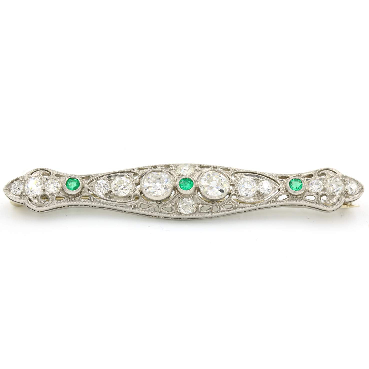 Emerald & Diamond Vintage Pin