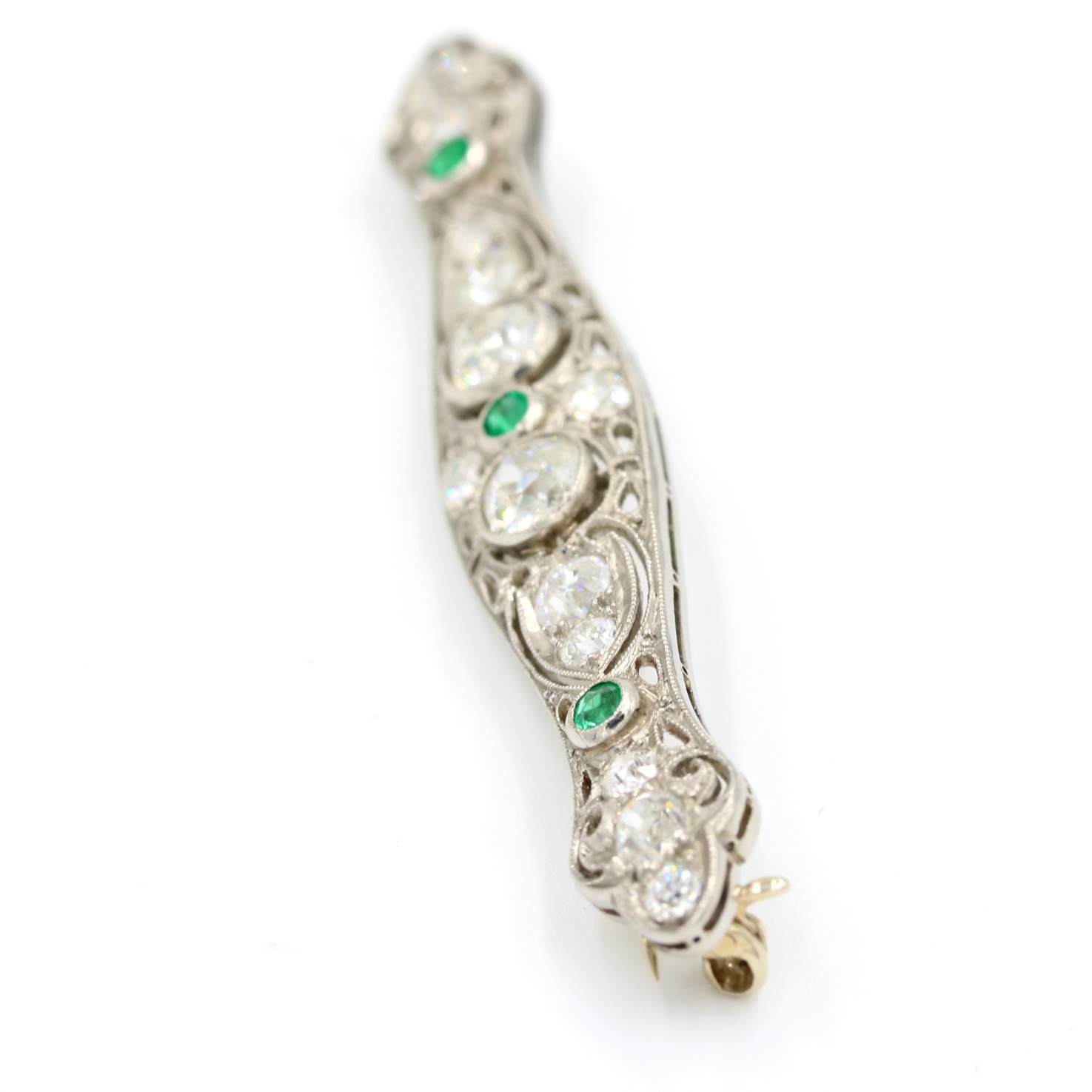 Emerald & Diamond Vintage Pin