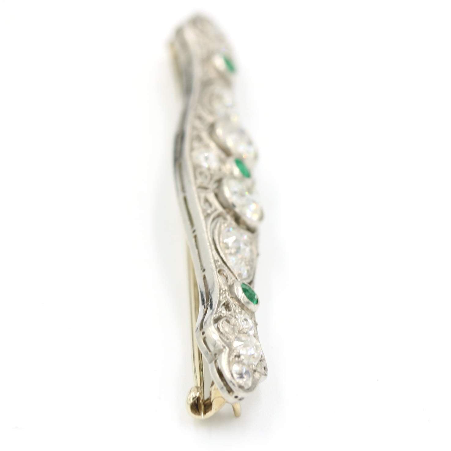 Emerald & Diamond Vintage Pin