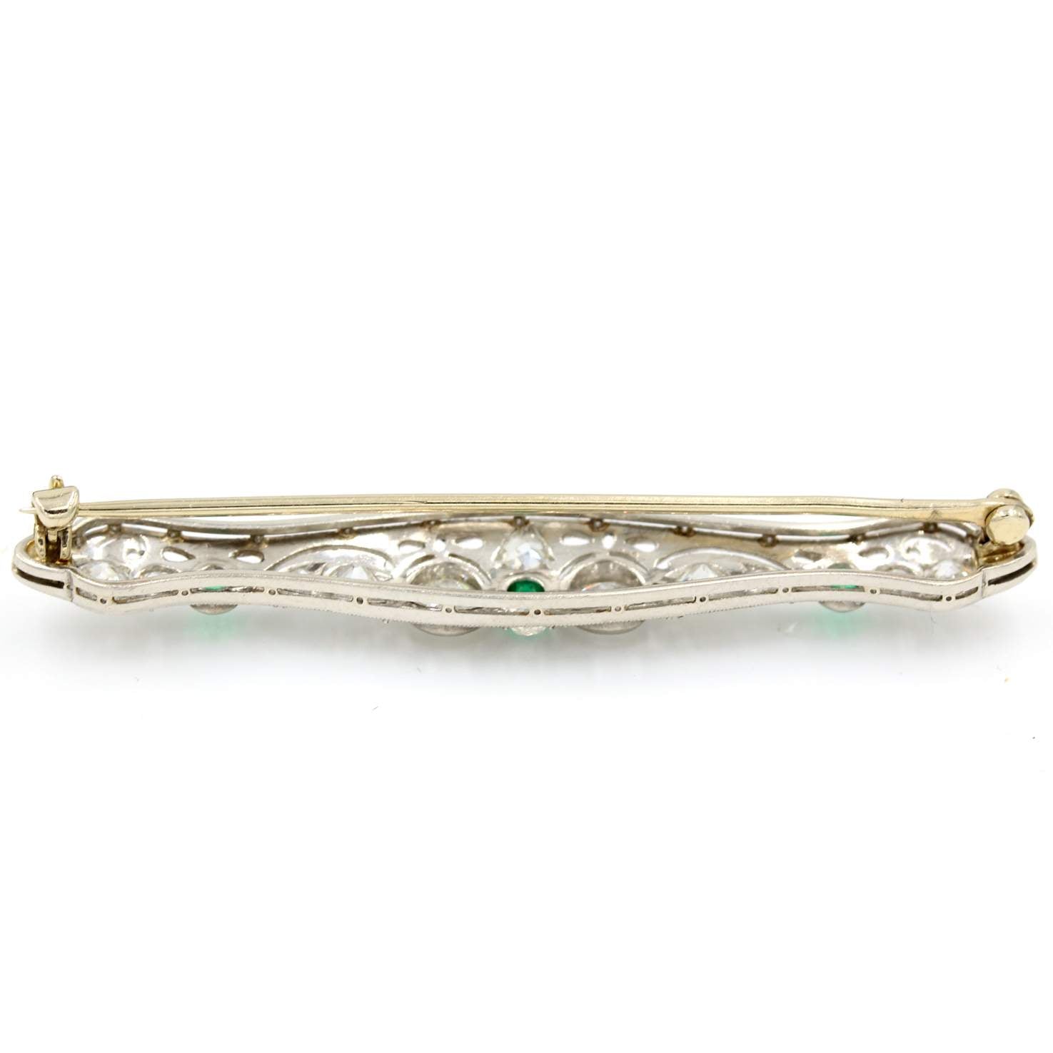 Emerald & Diamond Vintage Pin