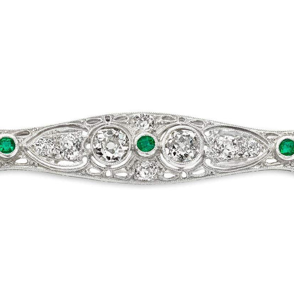 Emerald & Diamond Vintage Pin