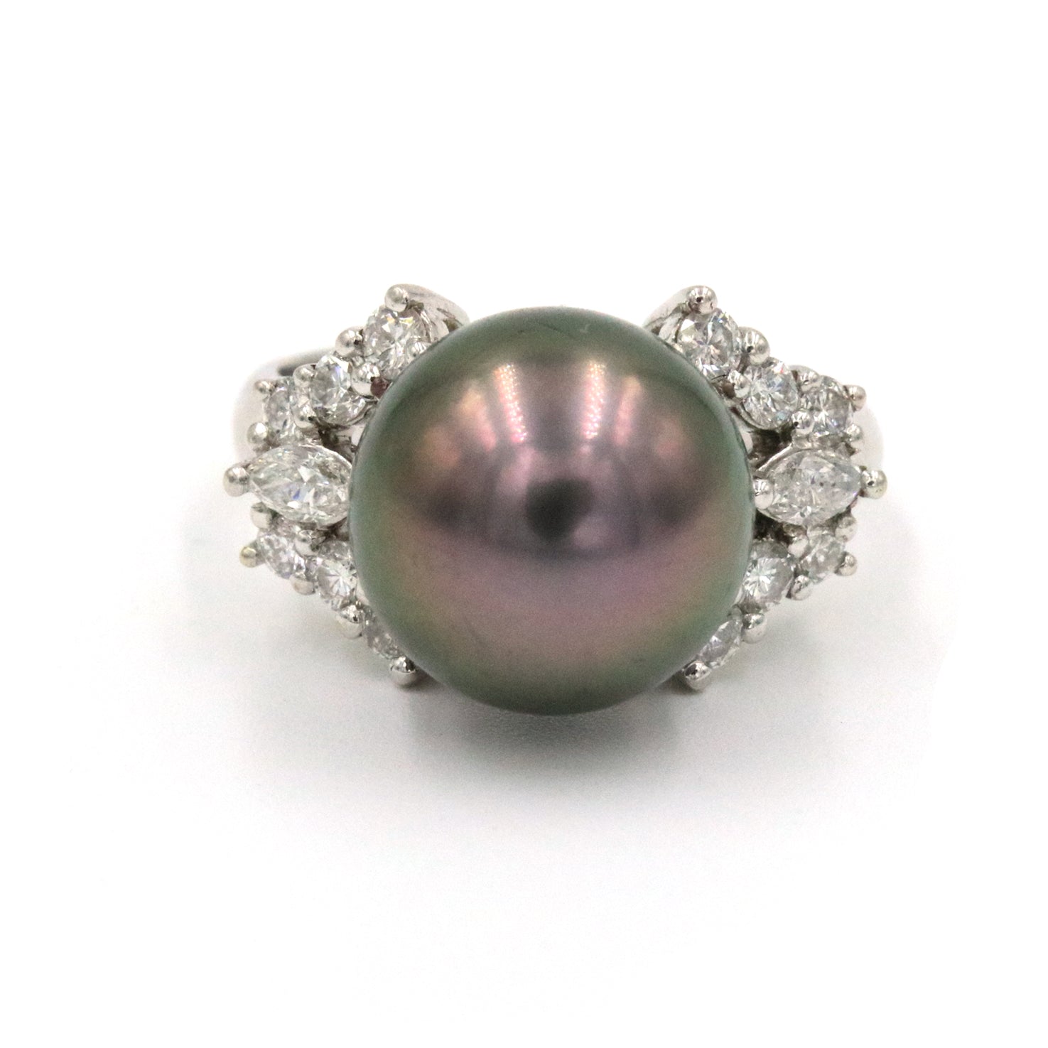 TAHITIAN PEARL AND DIAMOND RING