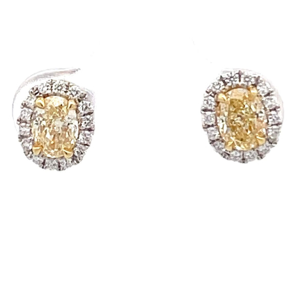Oval Yellow Diamond Stud Earrings