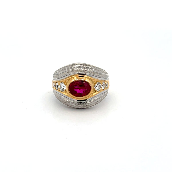 OVAL RUBY AND DIAMOND RING