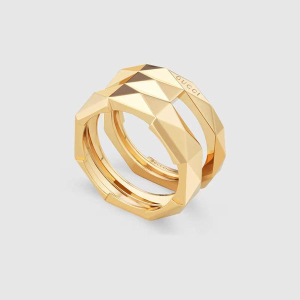 Gucci Link To Love Geometric Studded Double Ring