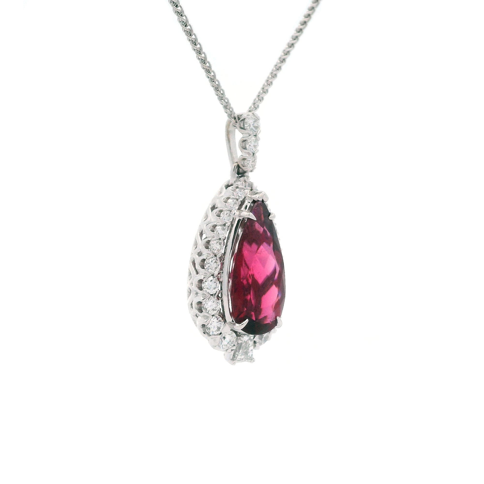 Christopher Design Rubellite Drop Necklace