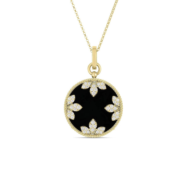 ROBERTO COIN  BLACK JADE MEDALLION PENDANT NECKLACE