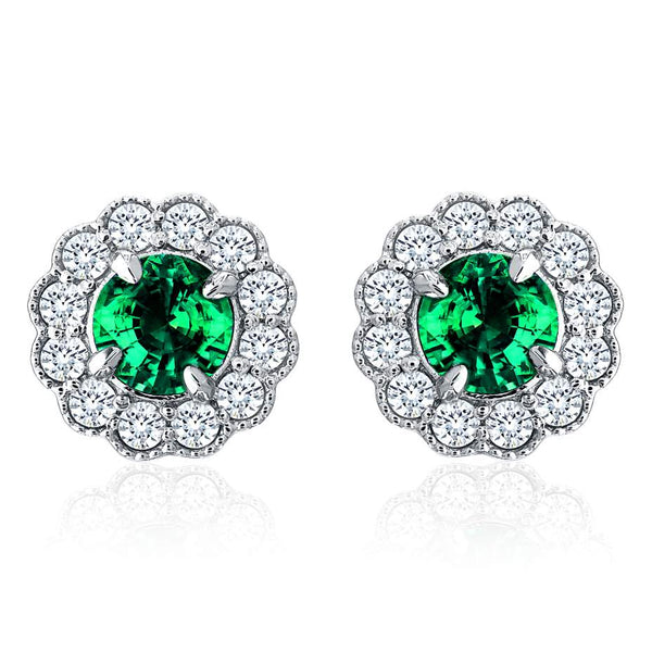Flower Emerald Stud Earrings