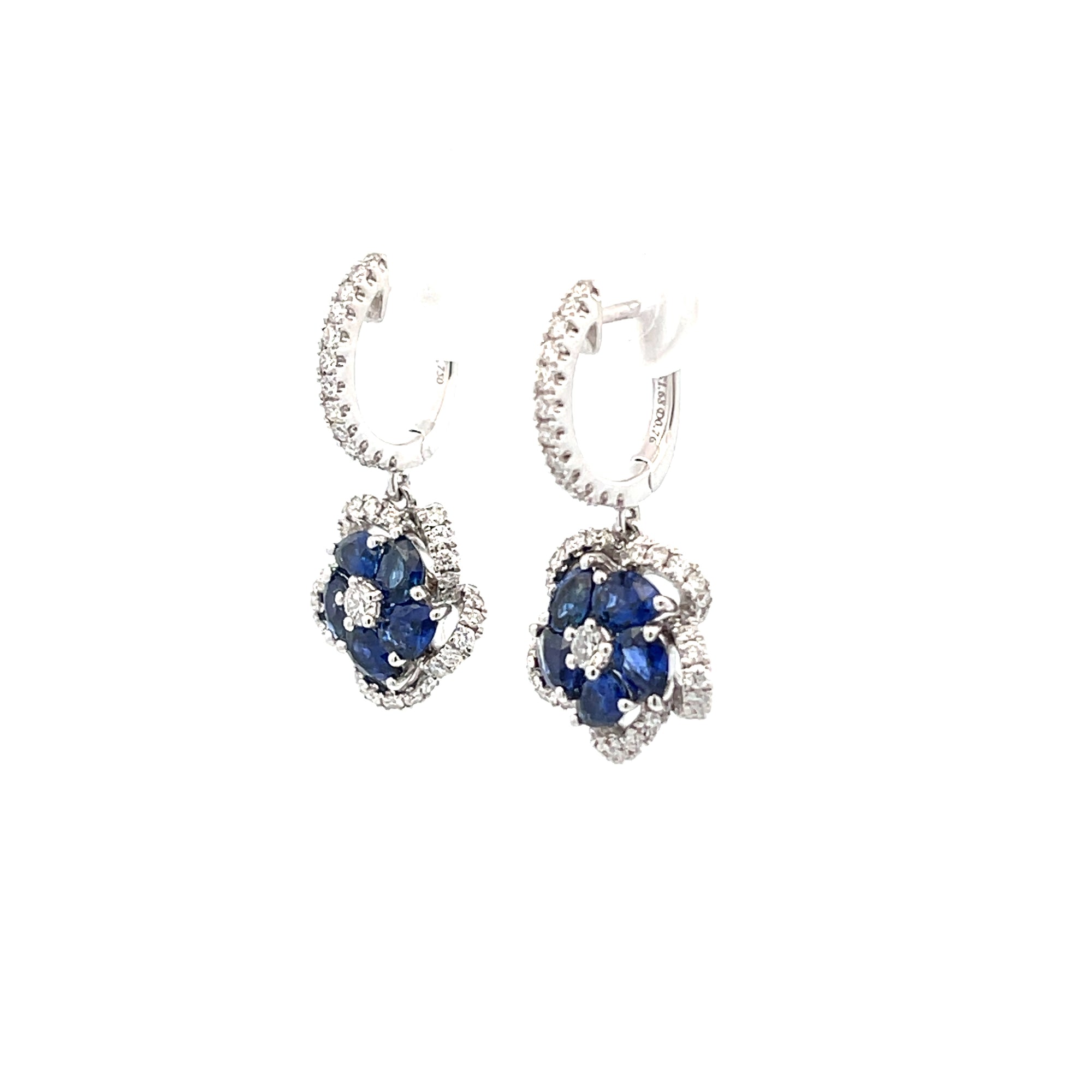 Sapphire And Diamond Flower Earrings