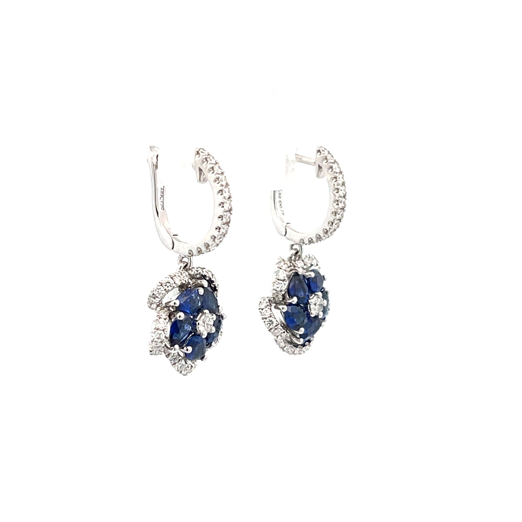 Sapphire And Diamond Flower Earrings