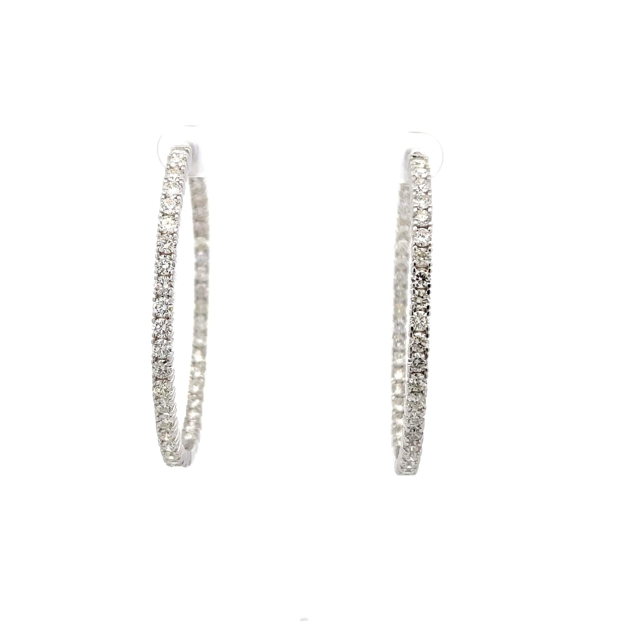 Large Oval Diamond Hoop Earrings