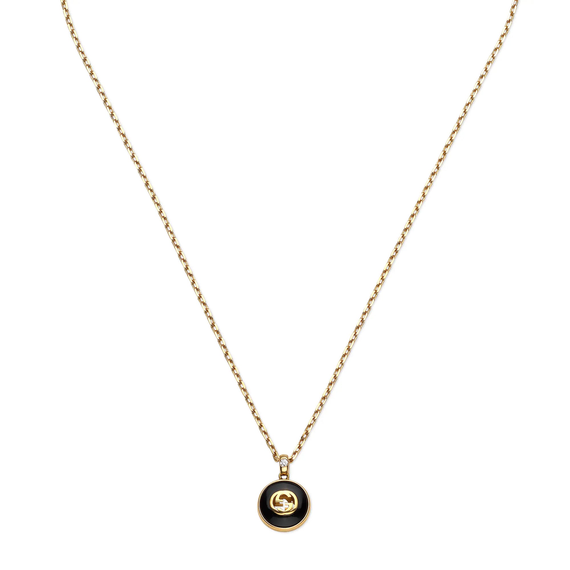 Gucci Interlocking G Onyx Necklace