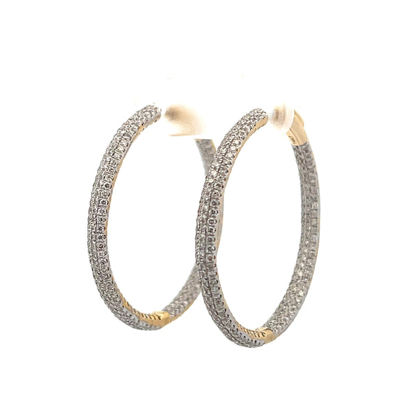 Large Cluster Diamond Hoop Earrings