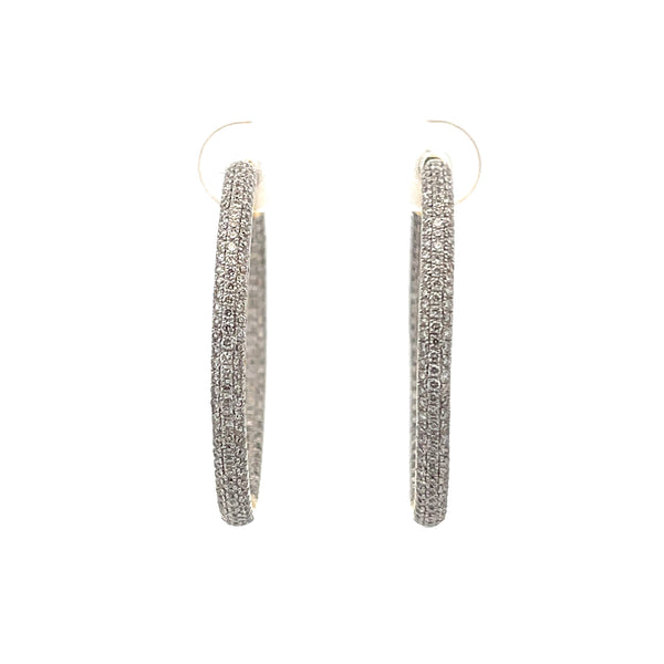 Large Cluster Diamond Hoop Earrings