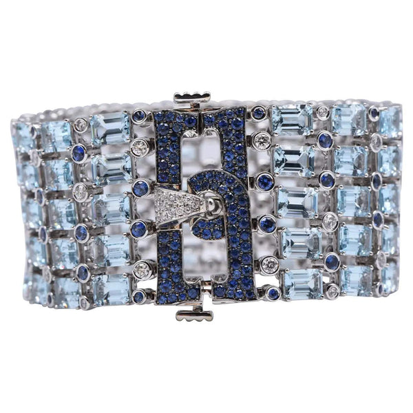 Miseno Five Row Topaz And Diamond Bracelets