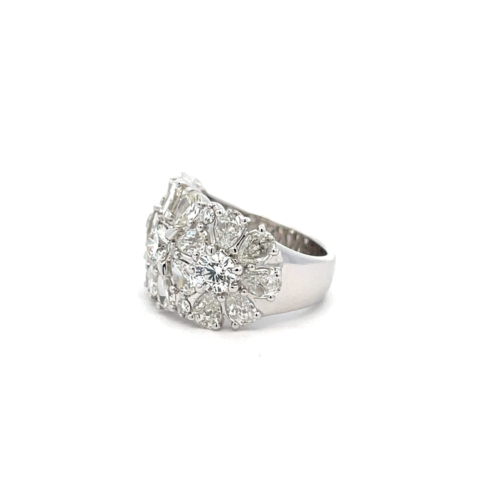 Christopher Designs Wide 3 Flower Diamond Ring