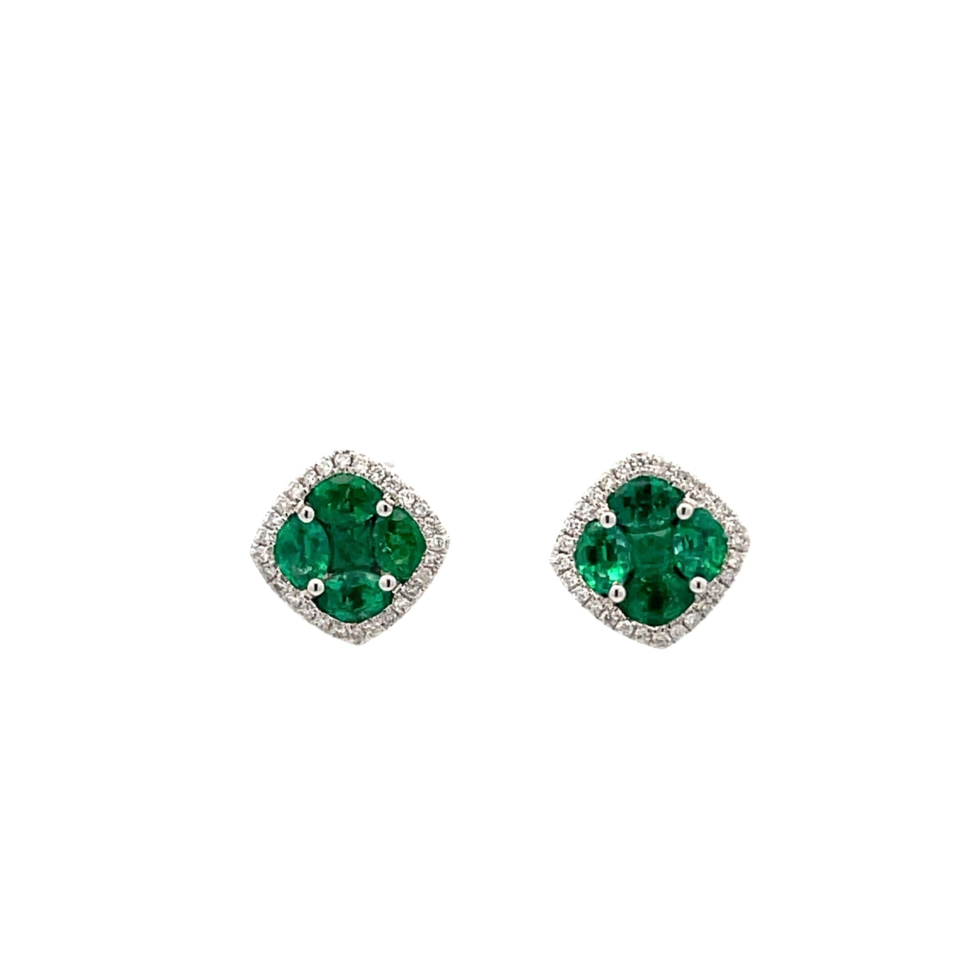 Emerald Clover Stud Earrings