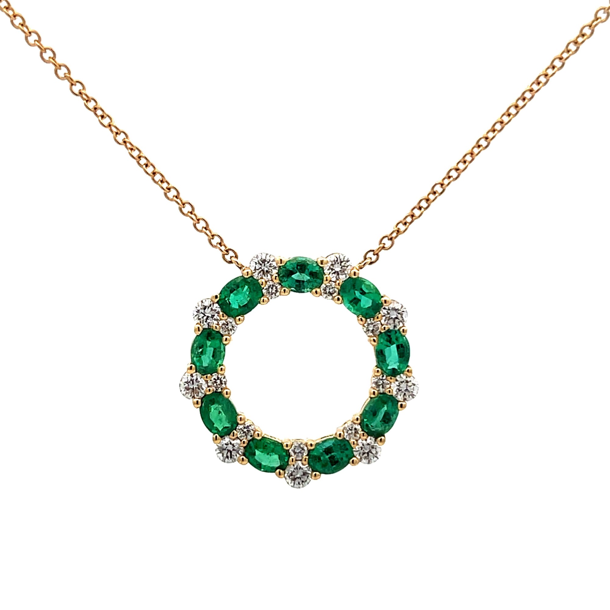 Emerald Circle Pendant Necklace