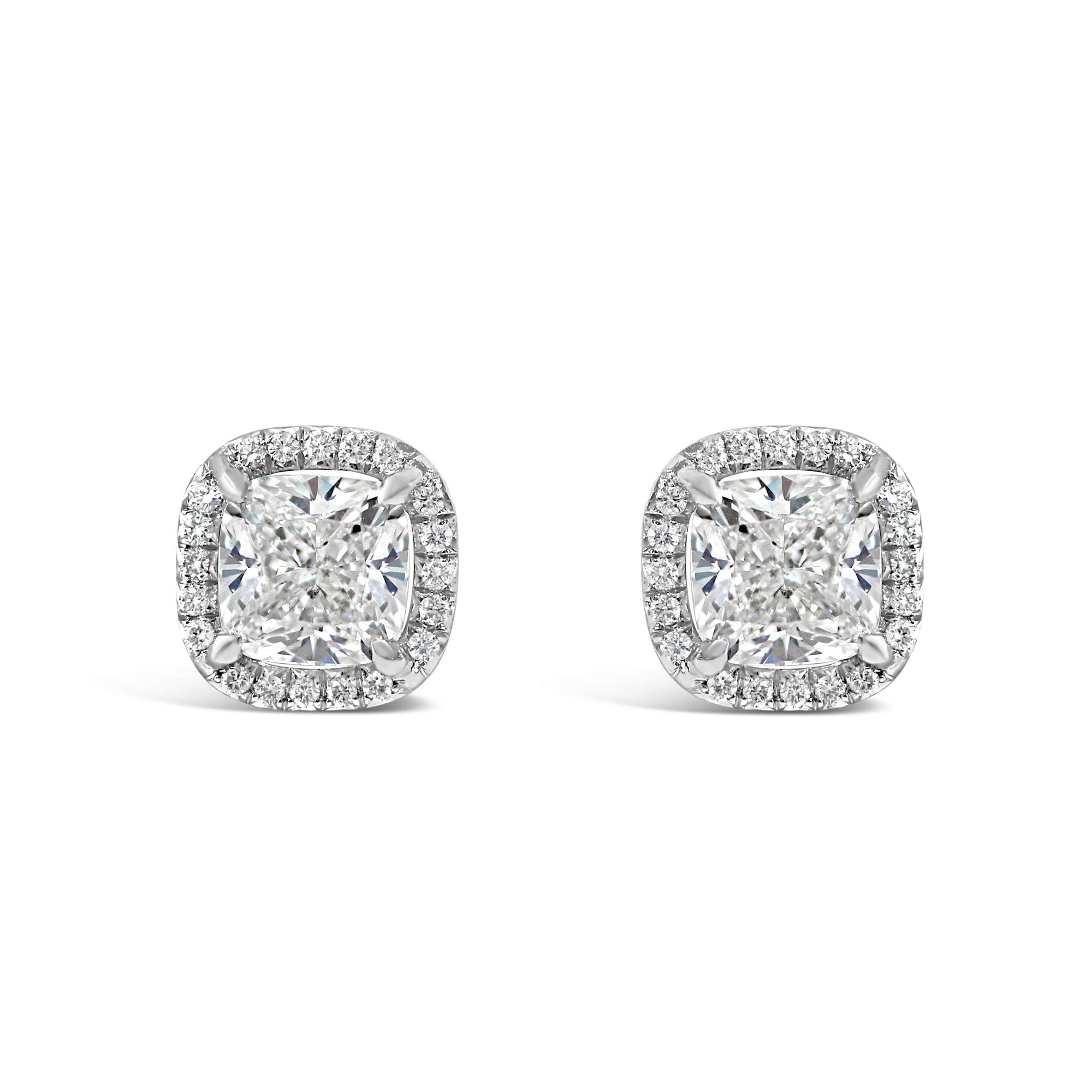 CUSHION CUT DIAMOND HALO EARRINGS