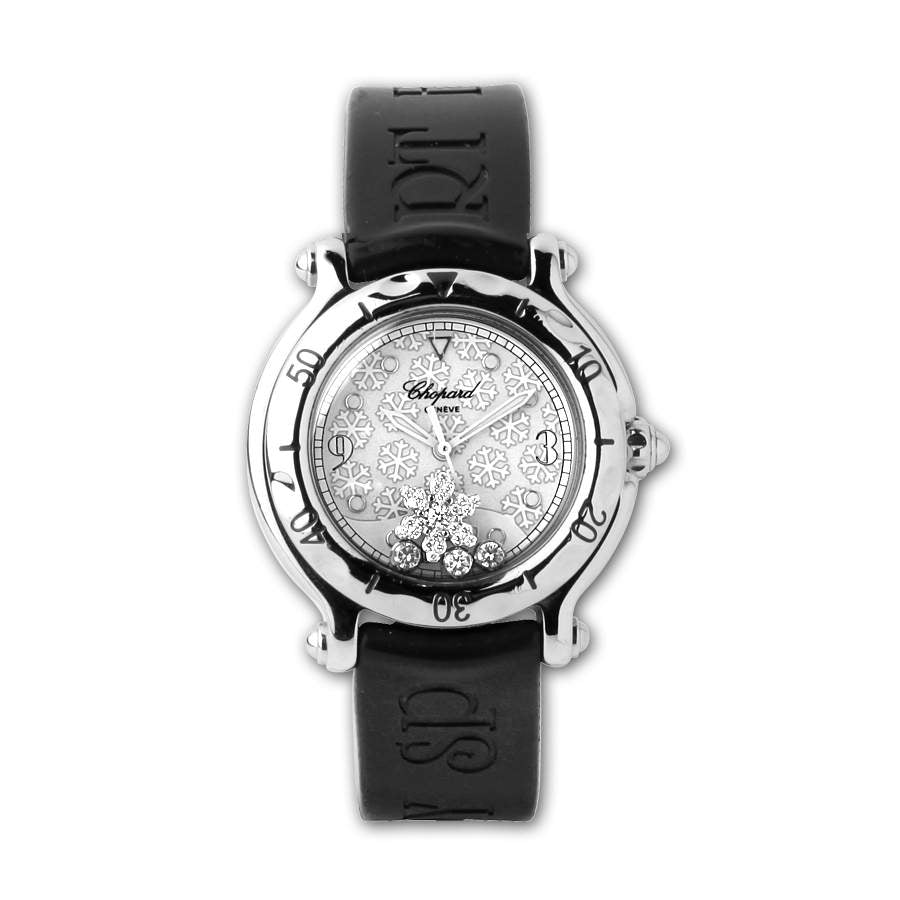 PRE-OWNED CHOPARD HAPPY SPORT SNOWFLAKE WATCH.