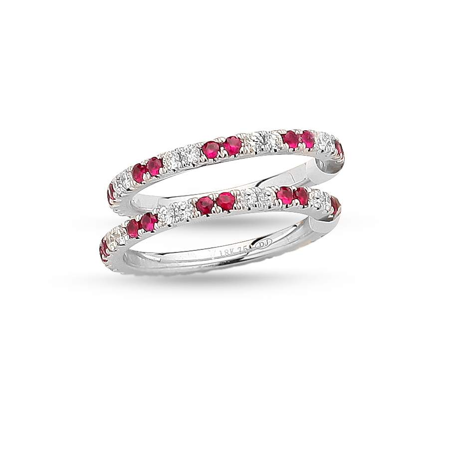 18KT WHITE GOLD DIAMOND AND RUBY ETERNITY RINGS