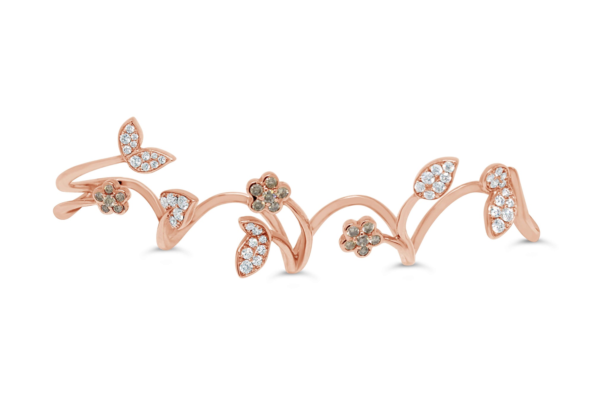 18KT ROSE GOLD DIAMOND MULTI-FINGER RING.