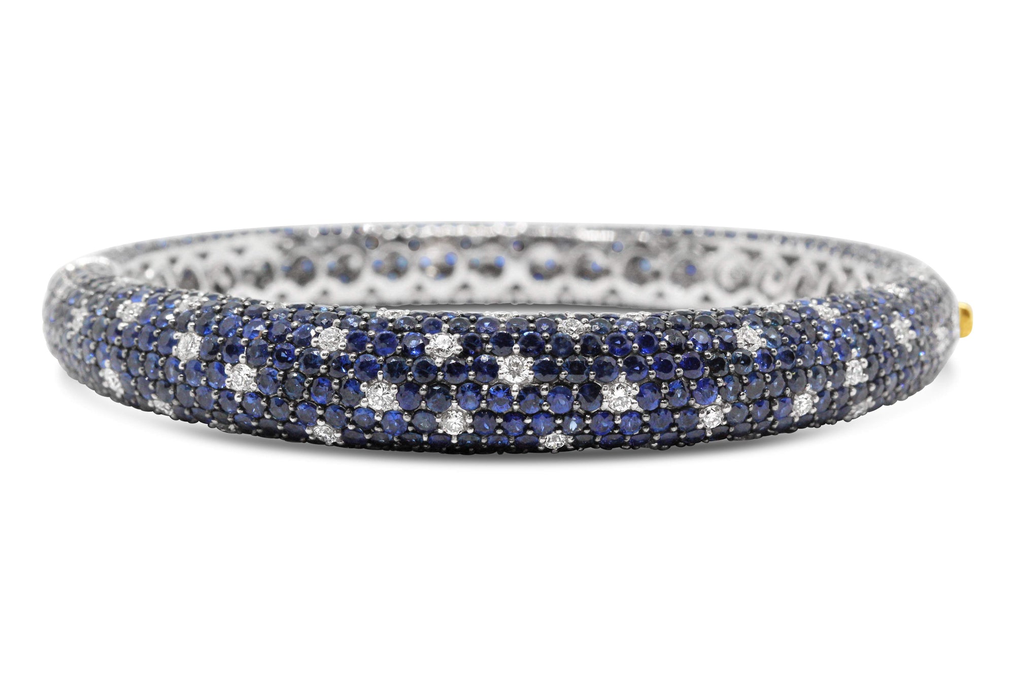 18KT WHITE GOLD SAPPHIRE AND DIAMOND BANGLE