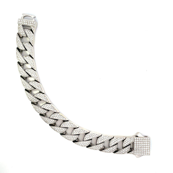 WHITE GOLD DIAMOND PAVE LINK BRACELET.