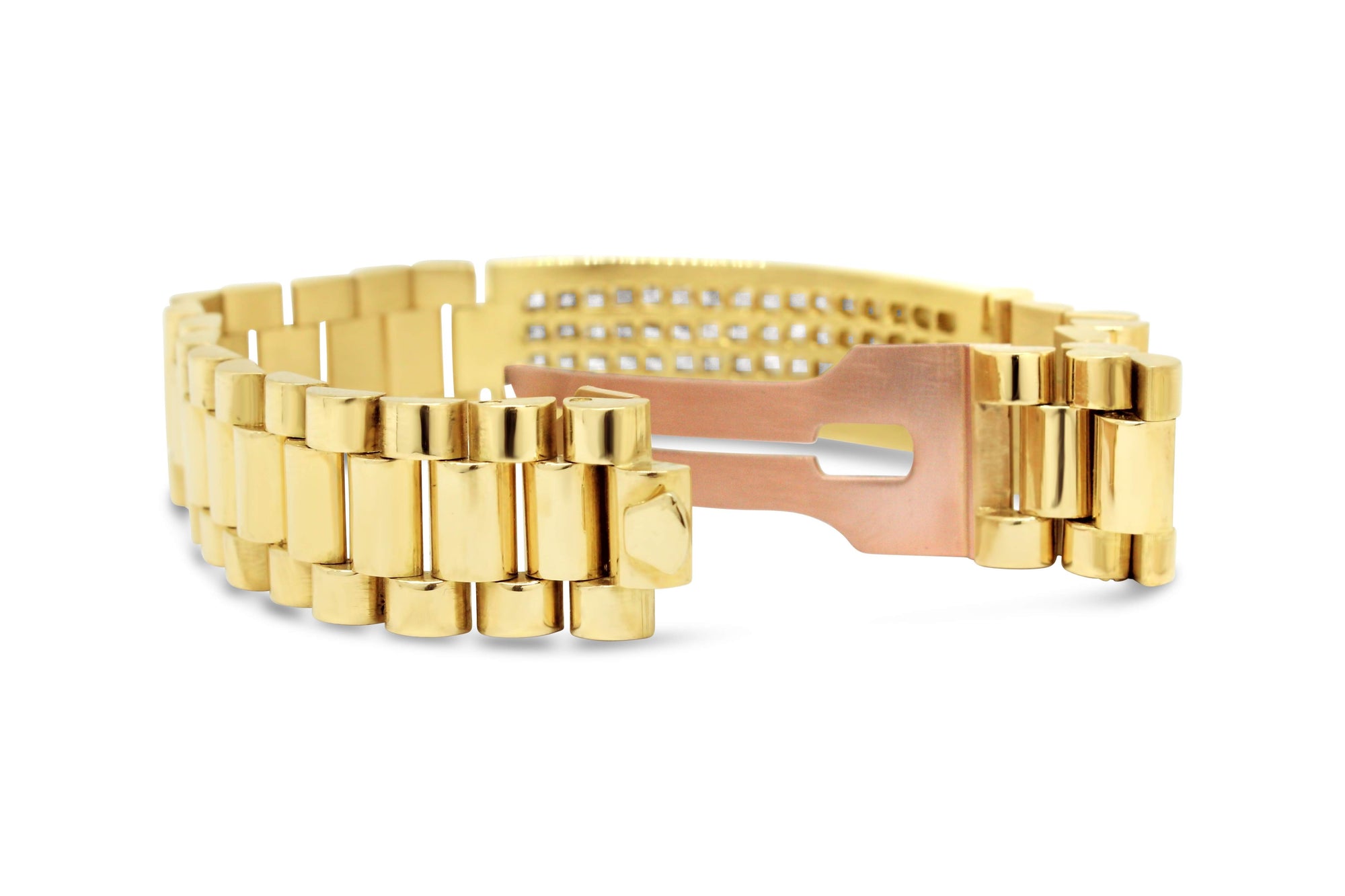 18KT YELLOW GOLD ROLEX PRESIDENTIAL DIAMOND BRACELET.