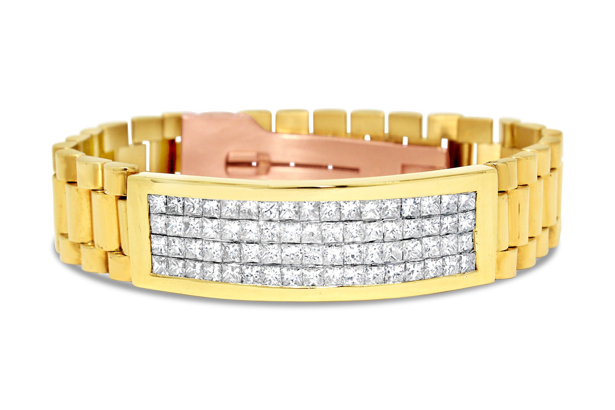 18KT YELLOW GOLD ROLEX PRESIDENTIAL DIAMOND BRACELET.