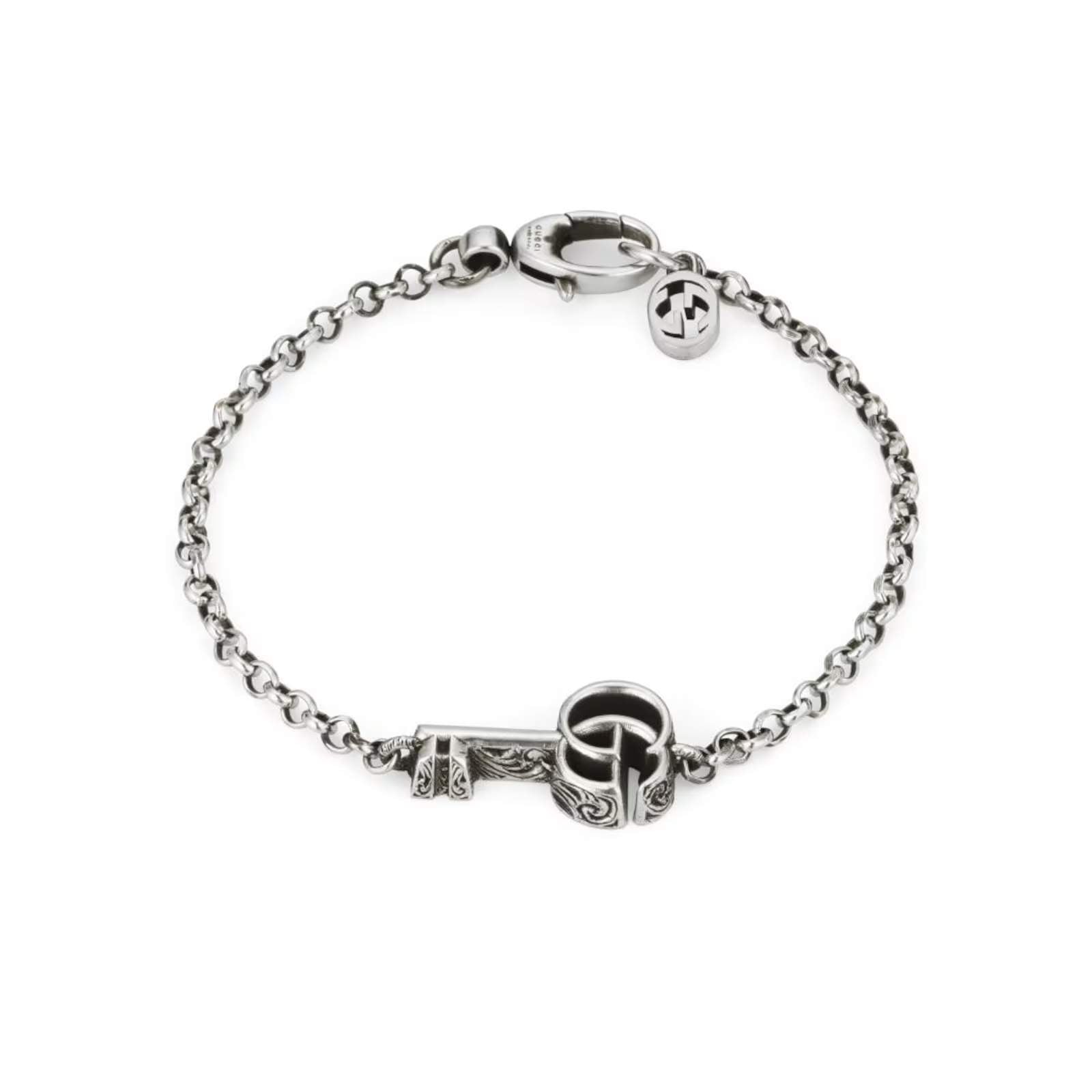 STERLING SILVER GUCCI KEY BRACELET.