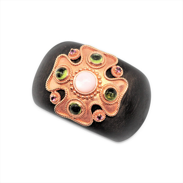 18KT ROSE GOLD AND WOOD CUFF