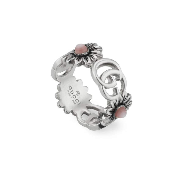 STERLING SILVER GUCCI FLOWER RING.