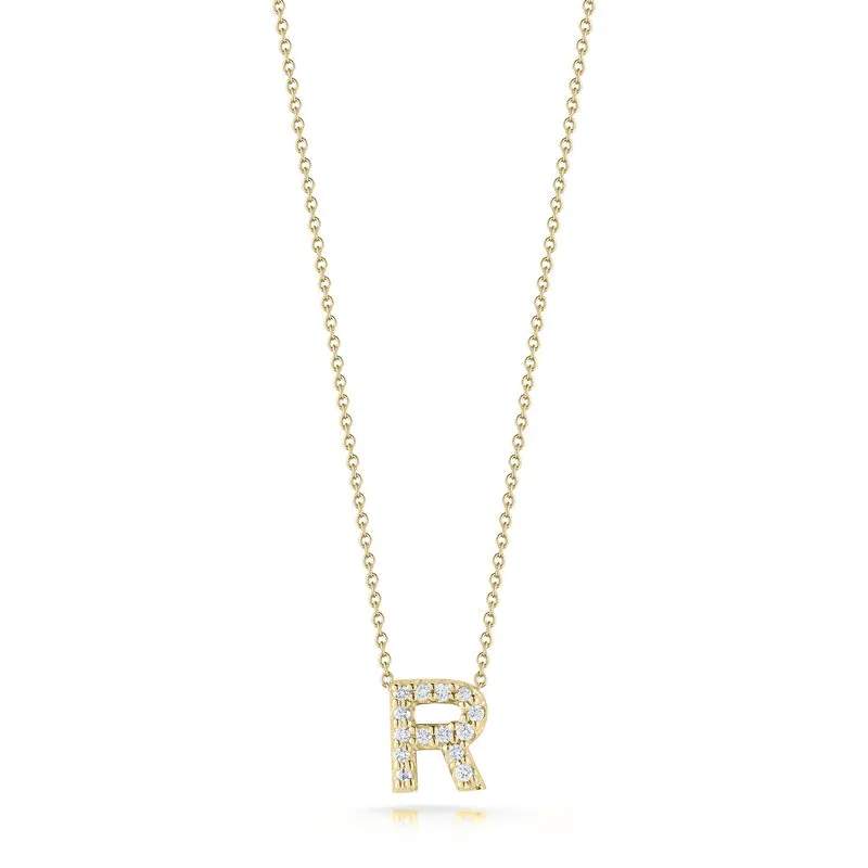 18KT GOLD ROBERTO COIN LOVE LETTER R NECKLACE