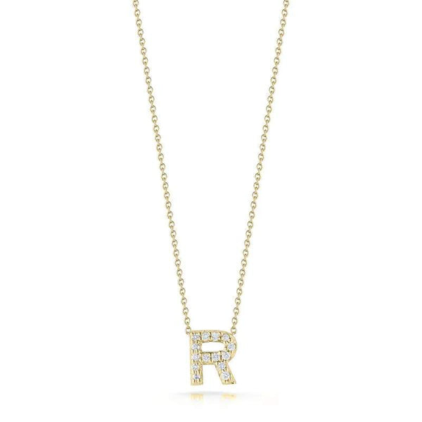 18KT GOLD ROBERTO COIN LOVE LETTER R NECKLACE