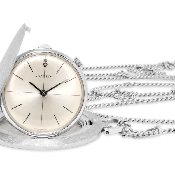 18KT WHITE GOLD VINTAGE CORUM POCKET WATCH.