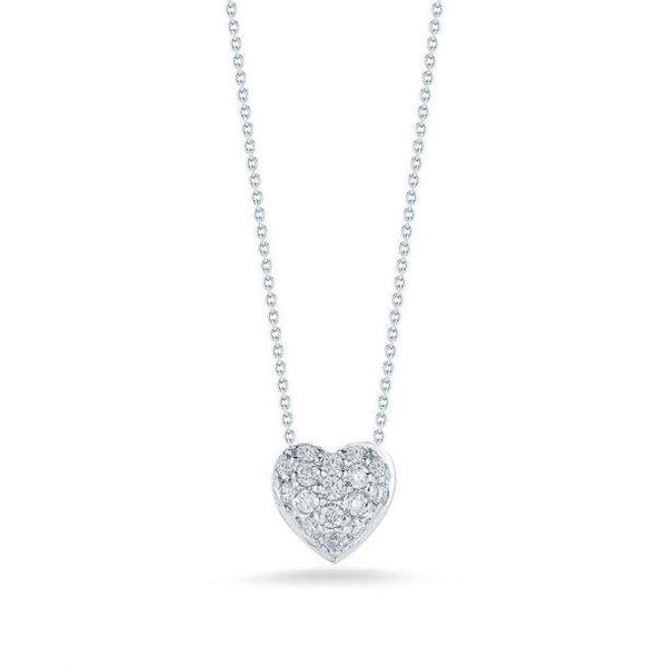 18KT GOLD ROBERTO COIN DIAMOND PUFFED HEART NECKLACE