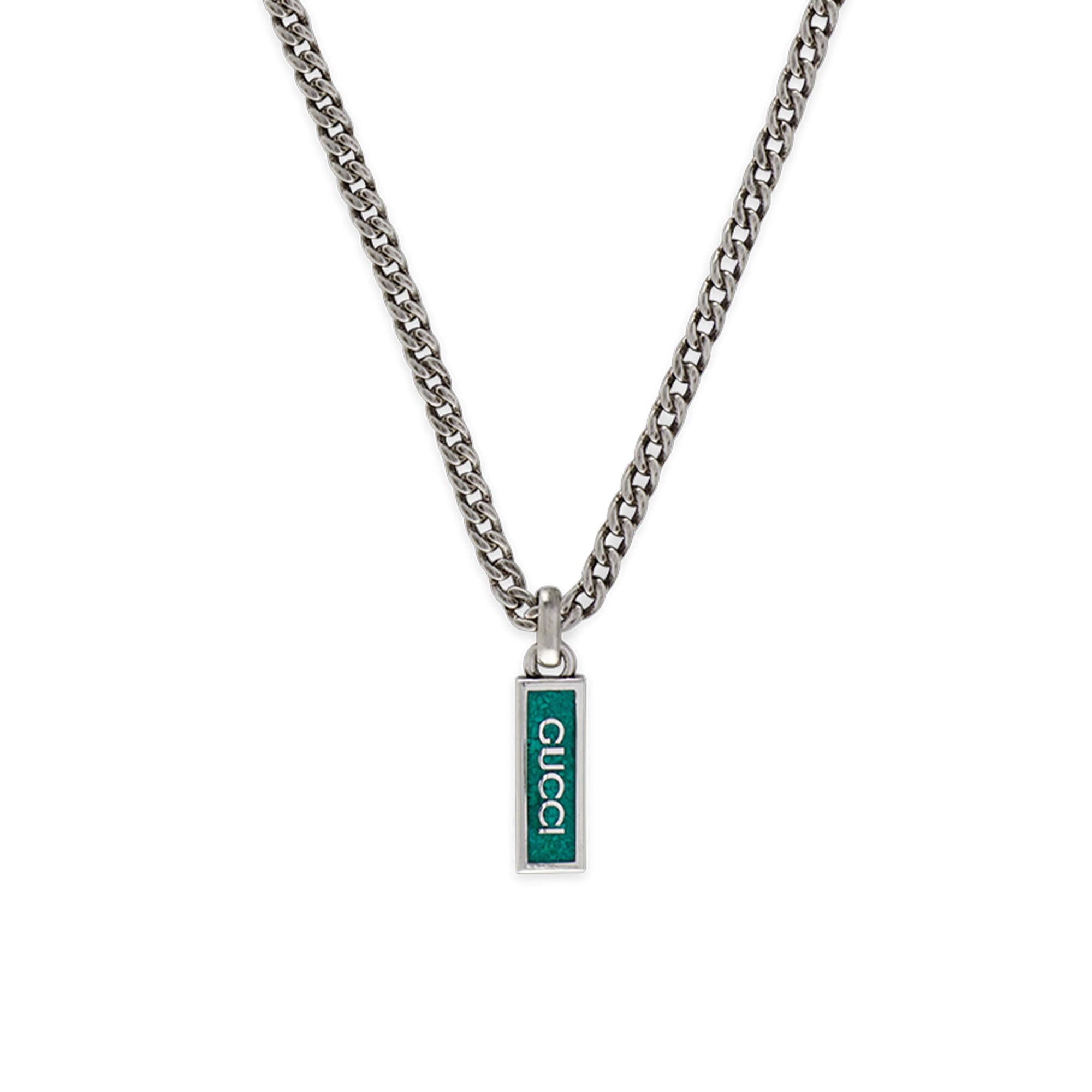 SILVER GUCCI GUCCI TAG NECKLACE.