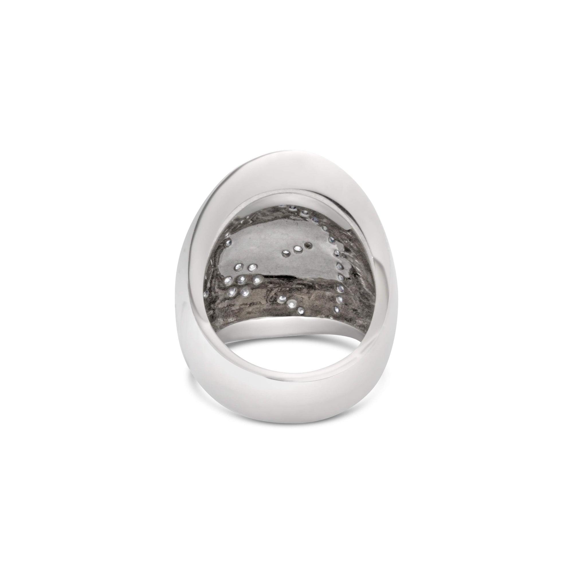 18k White Gold Nouvelle Bague Diamond and Enamel Ring.