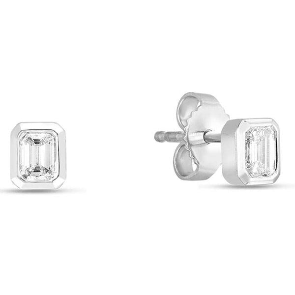 18KT GOLD ROBERTO COIN DIAMOND STUD EARRINGS.