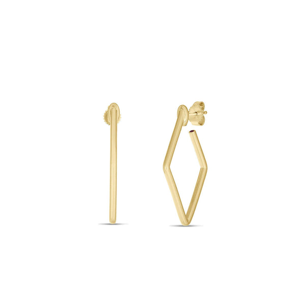 18KT GOLD ROBERTO COIN SQUARE HOOP EARRINGS.